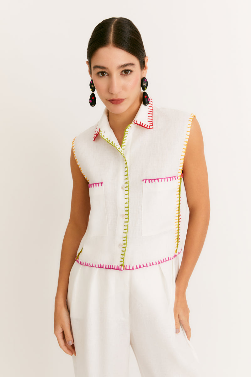 Camisa Crochet Off White