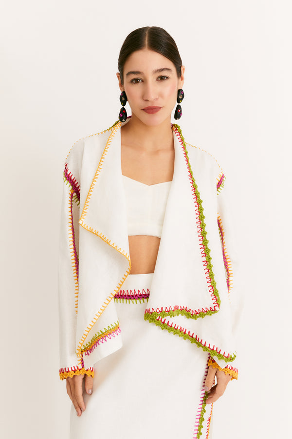 Jaqueta Crochet Off White