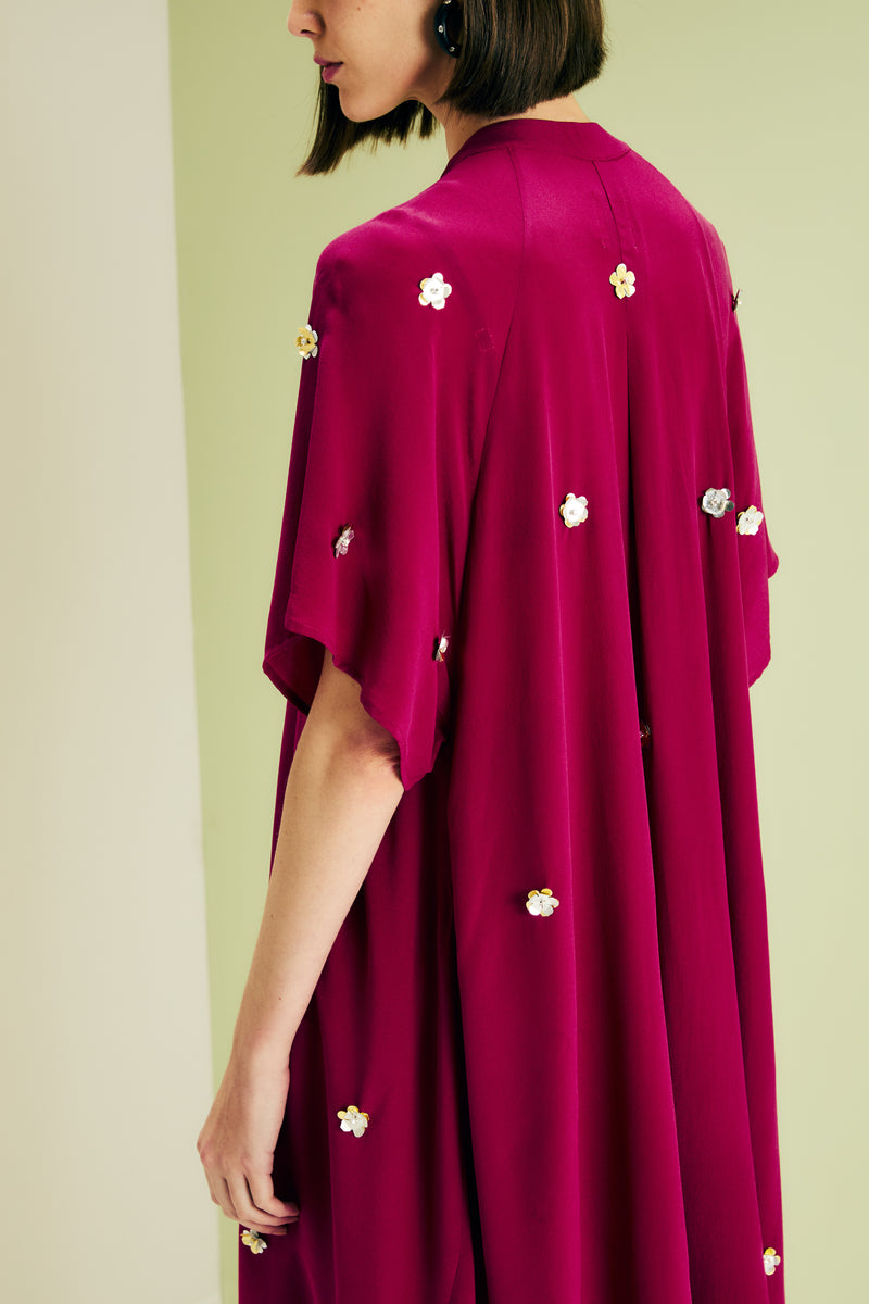 Vestido Pontas Magenta