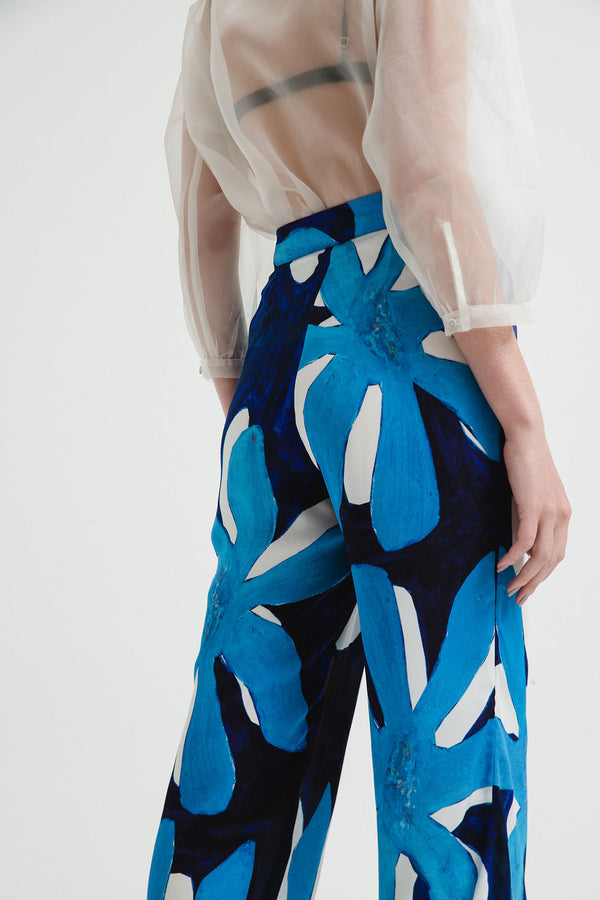 Calça Circus Maxi Flor Azul
